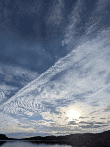 Sunset sky above Percy Lake